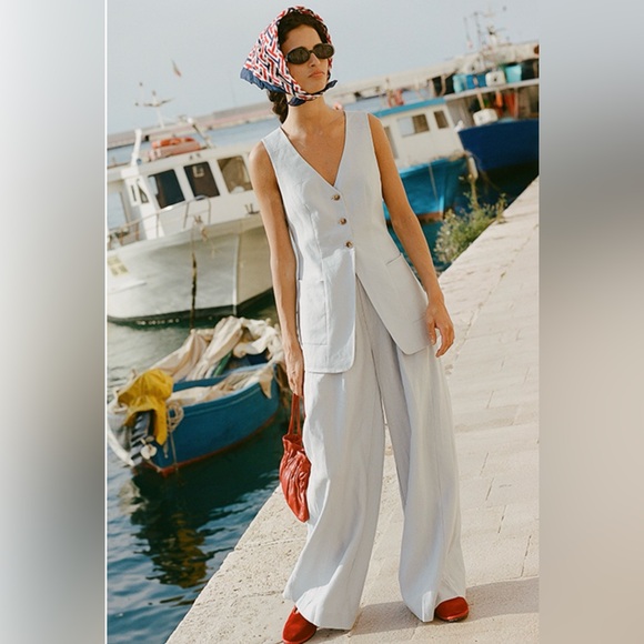 Posse Lorenzo Vest and Parker Trousers Set, M, Silver Blue - Picture 3 of 11